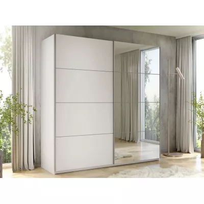 Zrcadlová šatní skříň 200 cm MILVEA - bílá