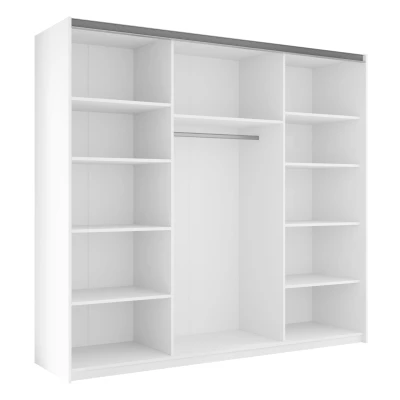 Zrcadlová šatní skříň 250 cm MILVEA - bílá