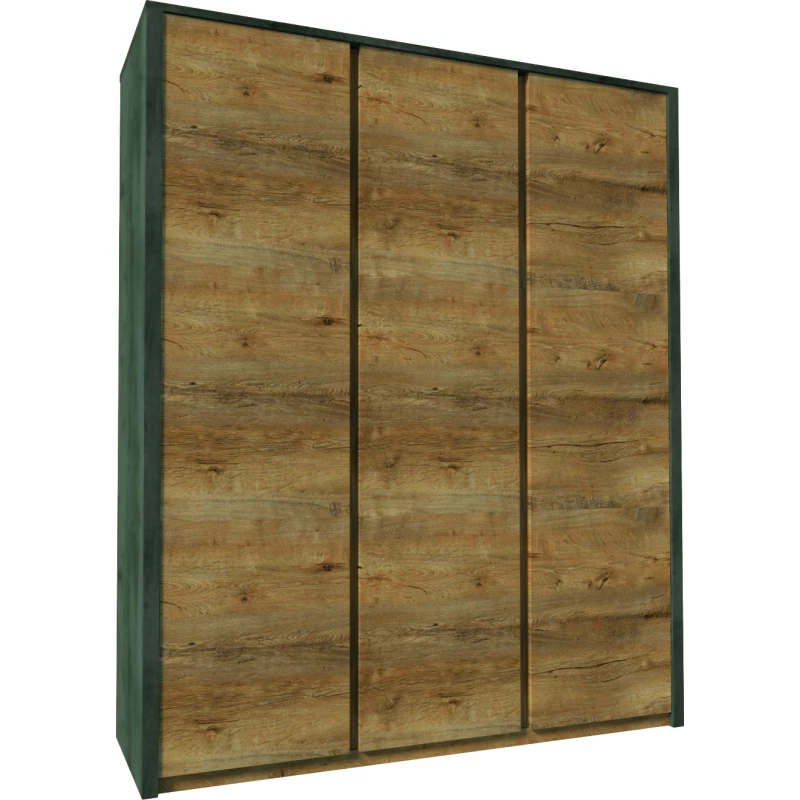 Třídveřová šatní skříň 166 cm FEREIRA - dub lefkas / šedá