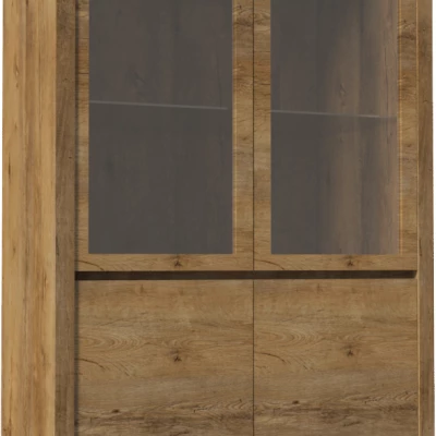 Dvoudveřová prosklená vitrína FEREIRA - dub lefkas