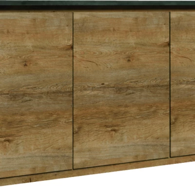 Komoda s dvířky FEREIRA - dub lefkas / šedá