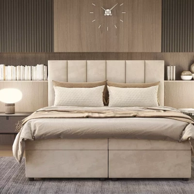 Boxspringová postel DELTA 3 - 140x200, světle béžová