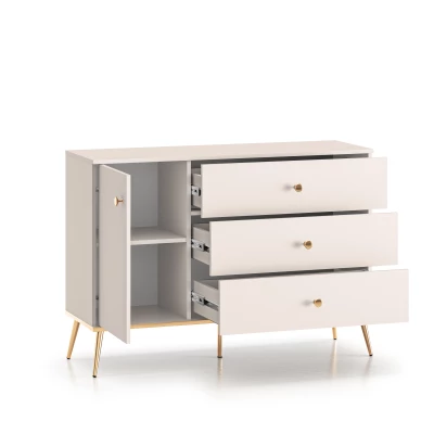 Kombinovaná komoda LUNA - kašmír / zlatá