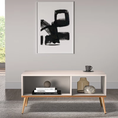 Konferenční stolek LUNA - béžový / zlatý