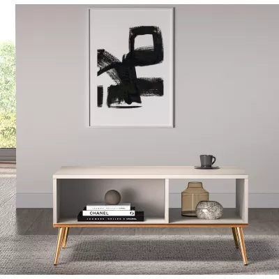 Konferenční stolek LUNA - béžový / zlatý