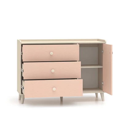 Dětská kombinovaná komoda OLIVIA - béžová / růžová