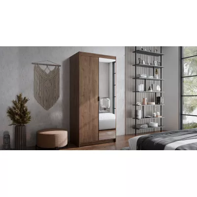 Šatní skříň 90x190 PILINA se zrcadlem - dub lefkas