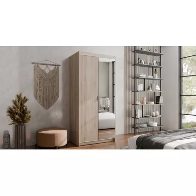 Šatní skříň 90x190 PILINA se zrcadlem - dub sonoma