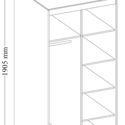 Šatní skříň 90x190 PILINA se zrcadlem - bílá