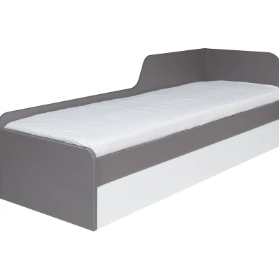 Jednolůžková postel se šuplíky 80x200 MANKATO - šedá / lesklá bílá