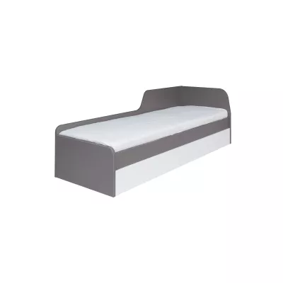 Jednolůžková postel se šuplíky 80x200 MANKATO - šedá / lesklá bílá