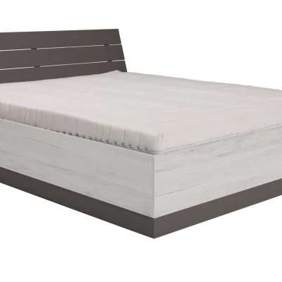 Manželská postel 160x200 s úložným prostorem KIMBALL - norská borovice / šedá