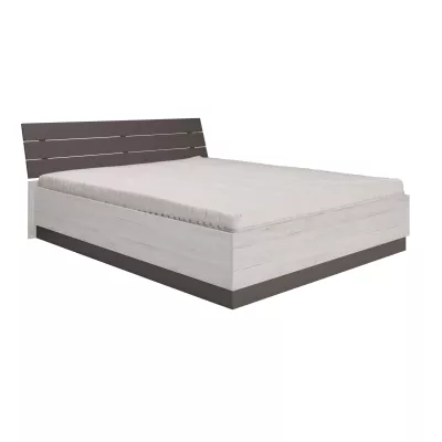 Manželská postel 160x200 s úložným prostorem KIMBALL - norská borovice / šedá