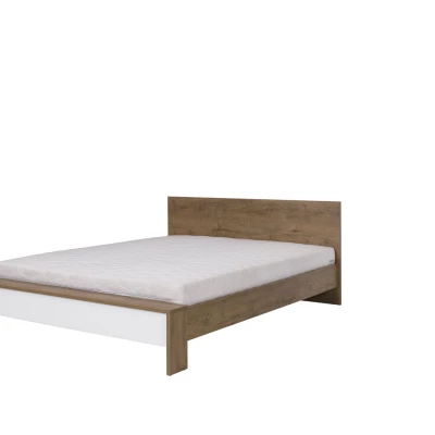 Dvojlůžková postel 160x200 ISANTI - dub bordeaux / lesklá bílá