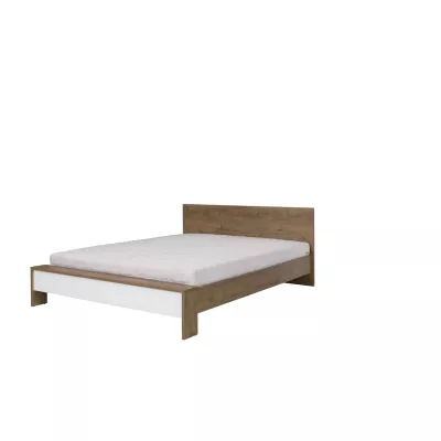 Dvojlůžková postel 160x200 ISANTI - dub bordeaux / lesklá bílá