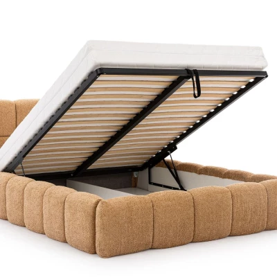 Manželská čalouněná postel 200x200 ZOUZETE - světle hnědá