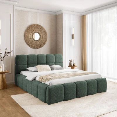 Manželská čalouněná postel 200x200 ZOUZETE - láhvově zelená