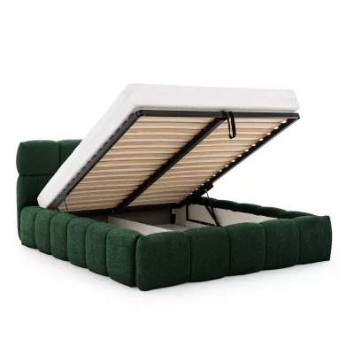 Manželská čalouněná postel 200x200 ZOUZETE - láhvově zelená