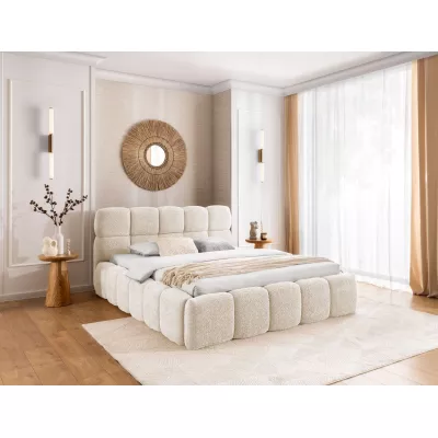 Manželská čalouněná postel 200x200 ZOUZETE - smetanová