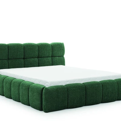 Manželská čalouněná postel 140x200 ZOUZETE - láhvově zelená