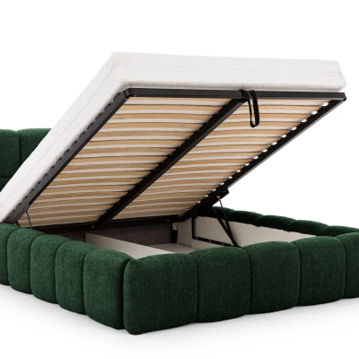 Manželská čalouněná postel 140x200 ZOUZETE - láhvově zelená