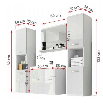 Koupelnová sestava MAYRA XL - matera / bílý lesk