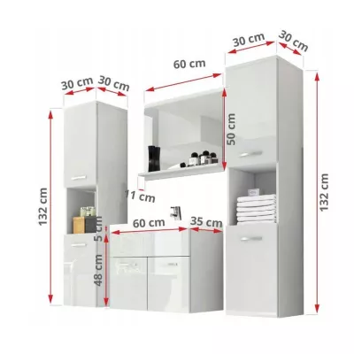 Koupelnová sestava MAYRA XL - matera / bílý lesk