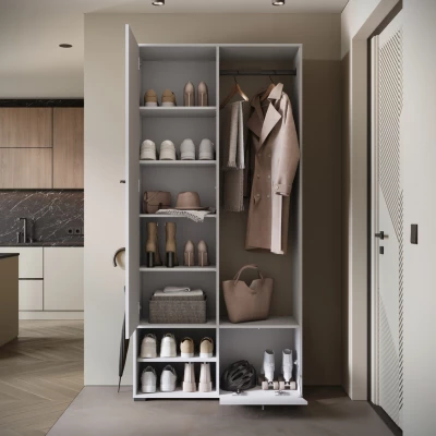 Předsíňová stěna se zrcadlem USTINA - bílá