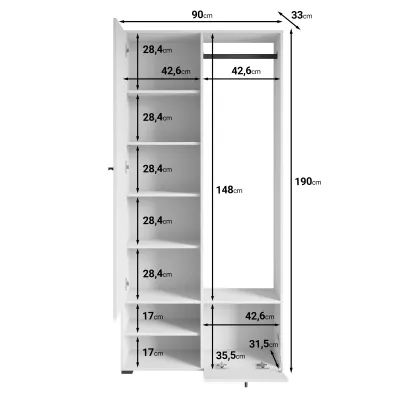 Předsíňová stěna se zrcadlem USTINA - bílá