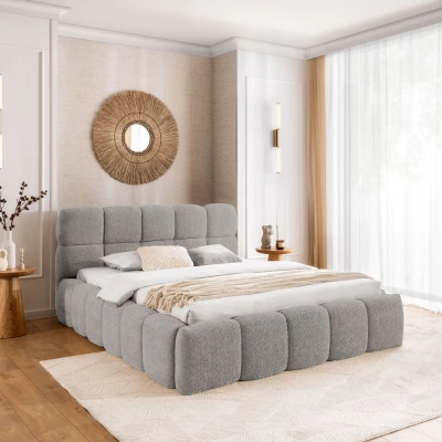 Jednolůžková čalouněná postel 120x200 ZOUZETE - světle šedá