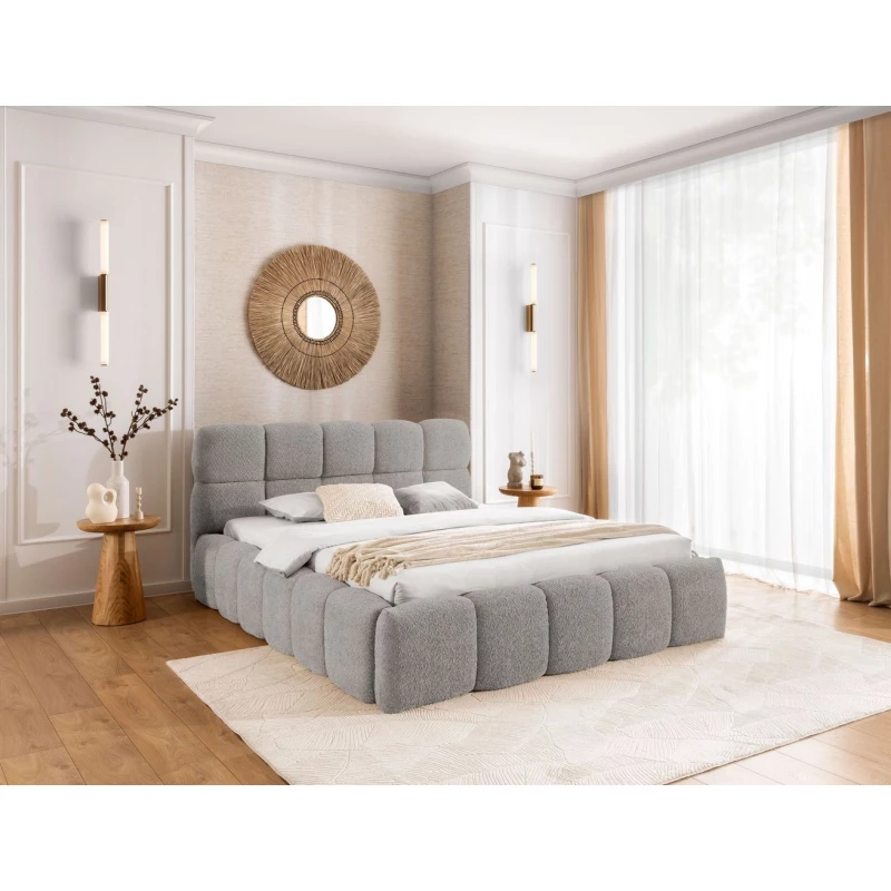 Jednolůžková čalouněná postel 120x200 ZOUZETE - světle šedá