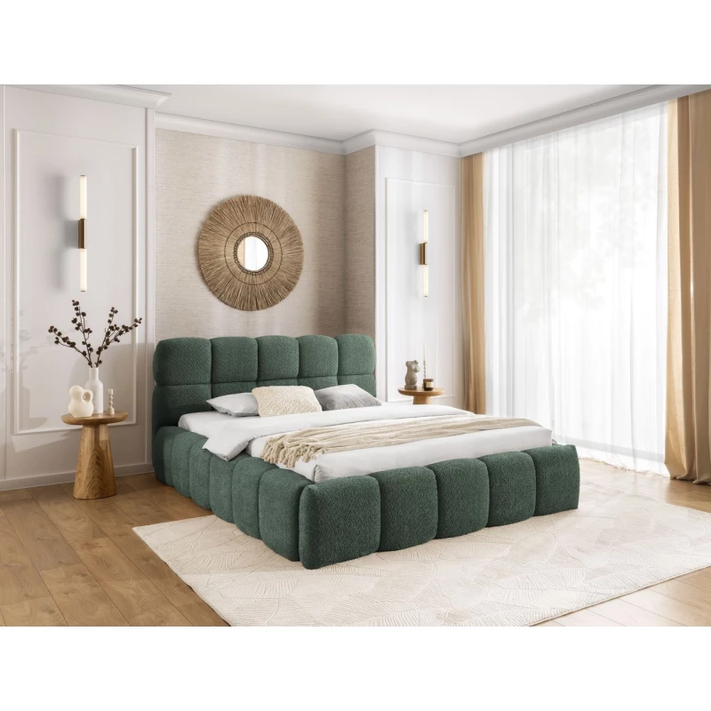 Jednolůžková čalouněná postel 120x200 ZOUZETE - láhvově zelená