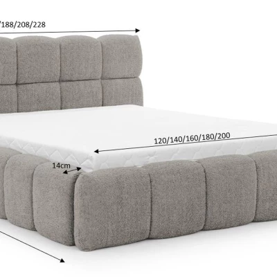 Jednolůžková čalouněná postel 120x200 ZOUZETE - smetanová