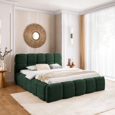 Jednolůžková čalouněná postel 120x200 ZOUZETE - tmavě zelená