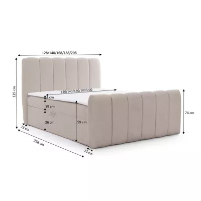 Boxspringová postel 180x200 SEMINOLE - krémová + topper