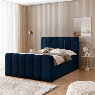 Boxspringová postel 160x200 SEMINOLE - tmavě modrá + topper