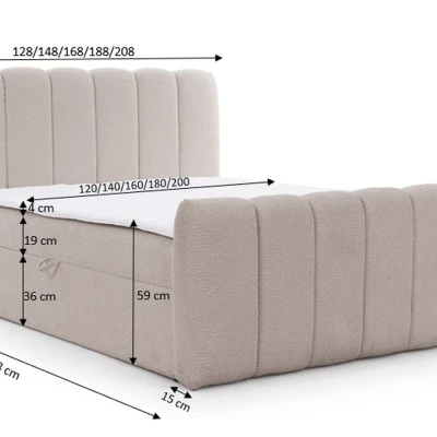 Boxspringová postel 120x200 SEMINOLE - krémová + topper