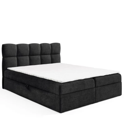 Kontinentální postel 200x200 KLONDIKE - černá + topper