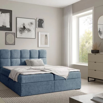 Kontinentální postel 200x200 KLONDIKE - modrá + topper