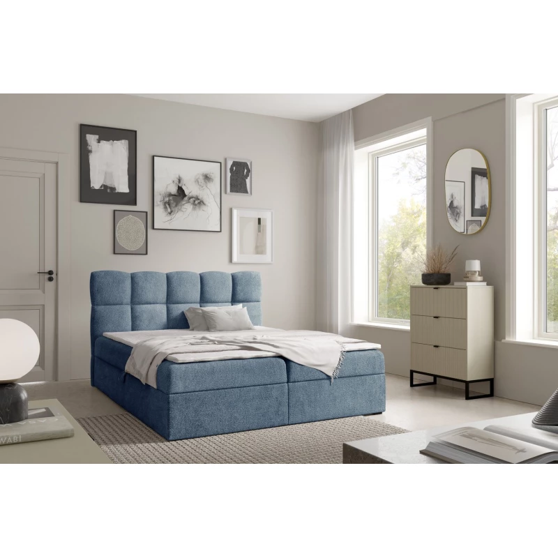 Kontinentální postel 200x200 KLONDIKE - modrá + topper