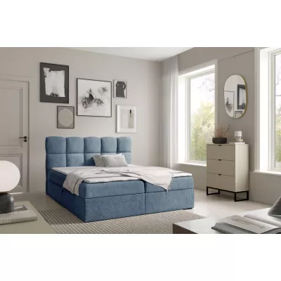 Kontinentální postel 200x200 KLONDIKE - modrá + topper