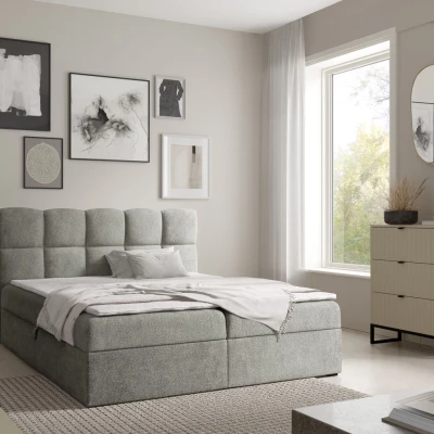 Kontinentální postel 180x200 KLONDIKE - světle šedá + topper