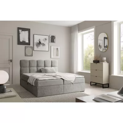 Kontinentální postel 180x200 KLONDIKE - světle šedá + topper