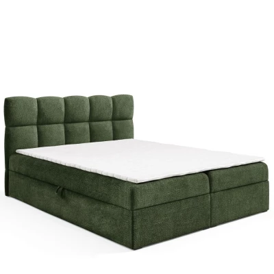 Kontinentální postel 180x200 KLONDIKE - láhvově zelená + topper