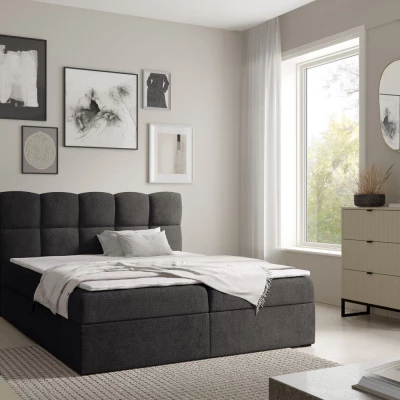 Kontinentální postel 160x200 KLONDIKE - černá + topper