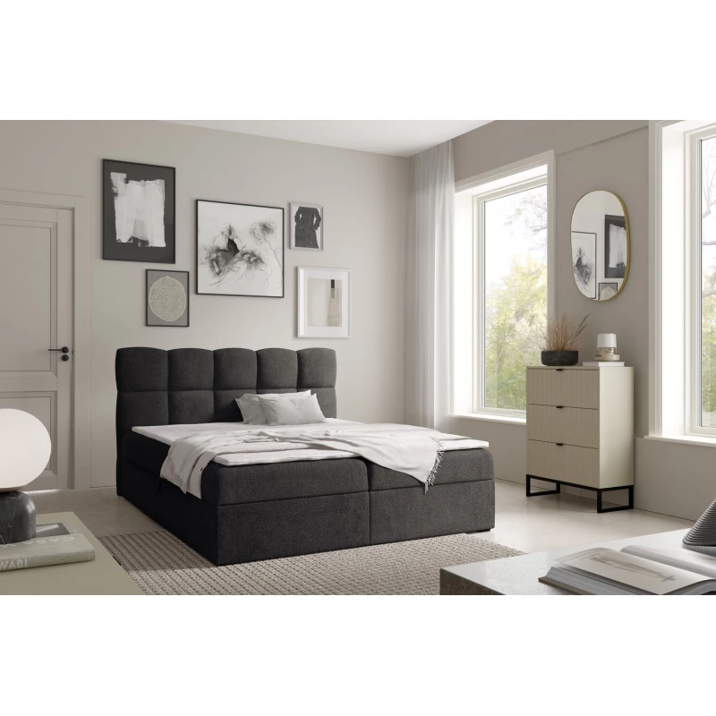 Kontinentální postel 160x200 KLONDIKE - černá + topper