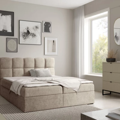 Kontinentální postel 160x200 KLONDIKE - šedá + topper