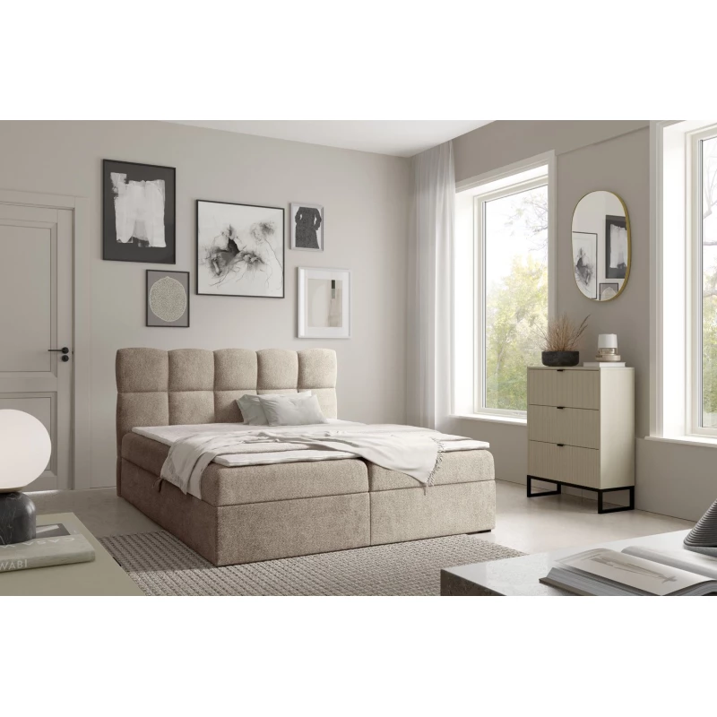 Kontinentální postel 160x200 KLONDIKE - šedá + topper