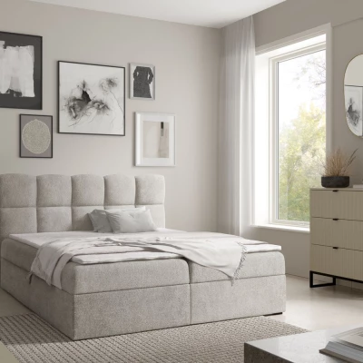 Kontinentální postel 140x200 KLONDIKE - platinově šedá + topper