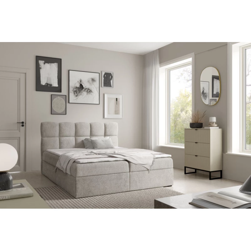 Kontinentální postel 140x200 KLONDIKE - platinově šedá + topper